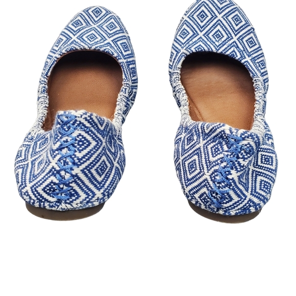 Lucky Brand Erin Blue White Diamond Textile Flats Size 6.5 - Picture 4 of 9